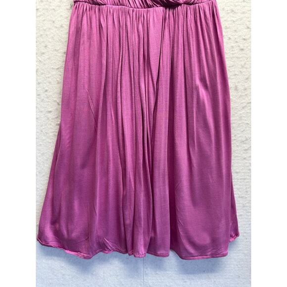 LOFT Empire Waist Faux Wrap Ruched Women Dress Pink Coquette Micromodal Beach - Picture 2 of 9